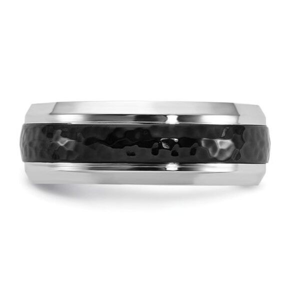 Chisel Cobalt Polished with Hammered Black IP-plated Center 8mm Band - Picture 3 of 9